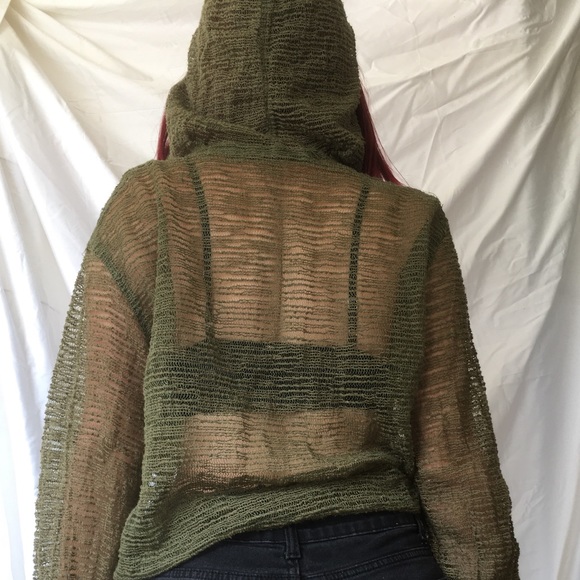 Mesh Hoodie in Army Green SOLD - Picture 3 of 8